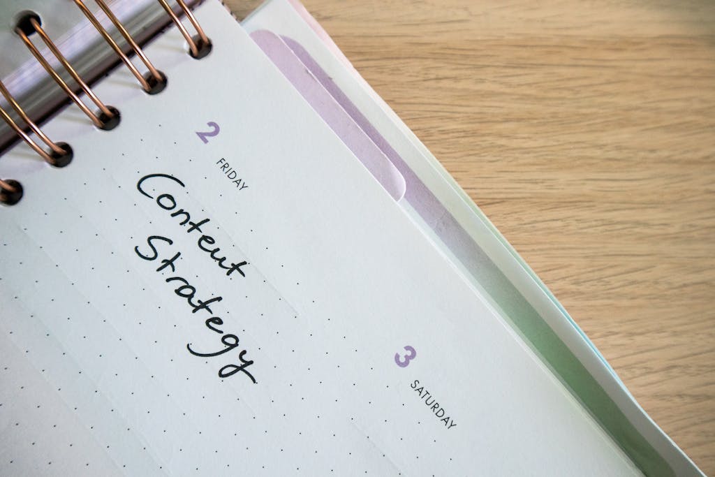 How long does it take to build a WordPress website - day planner featuring 'Content Strategy' handwritten
